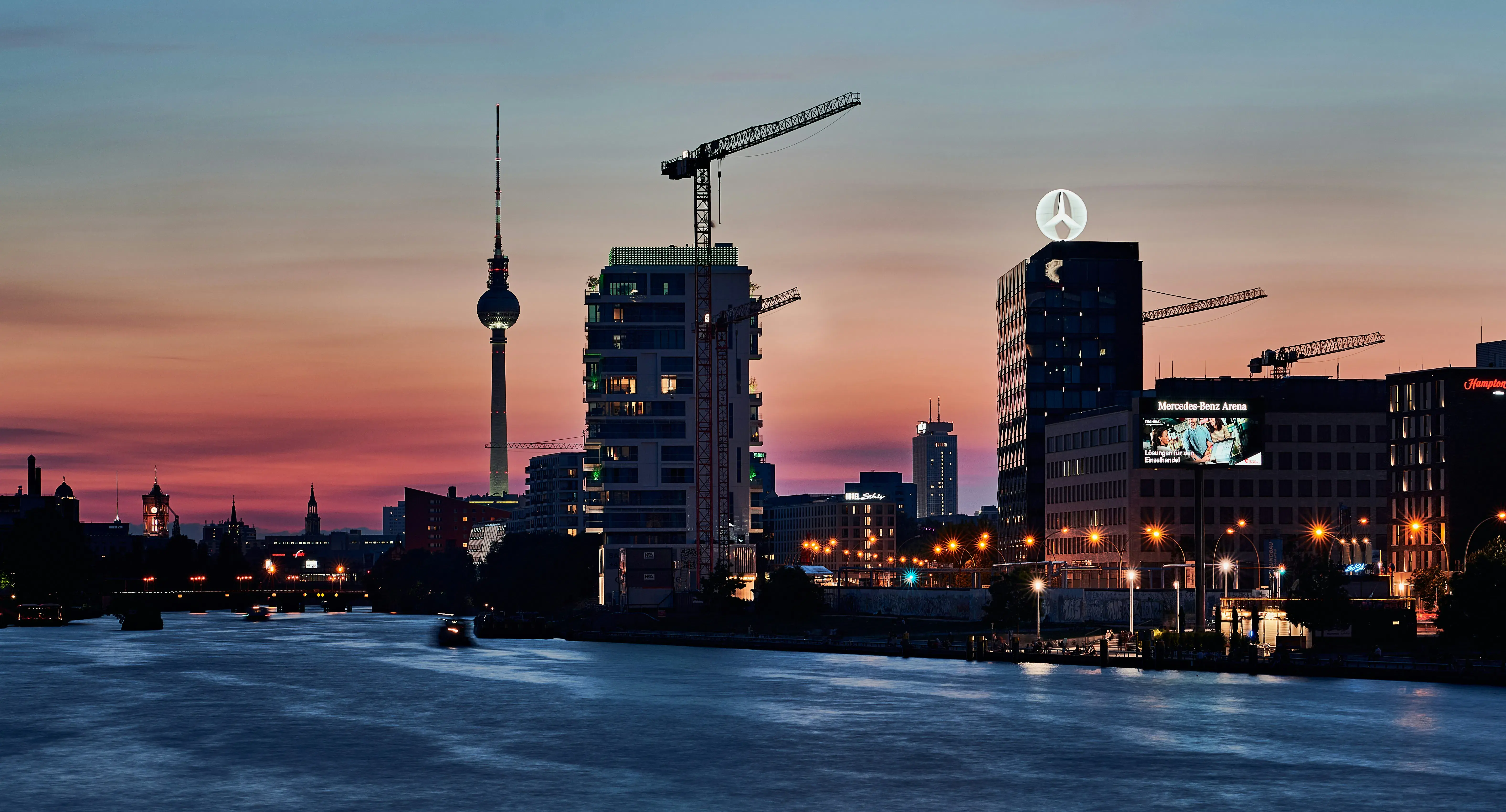 Berlin city skyline at night